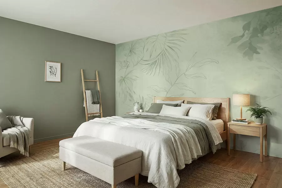 Fototapeta Liniowe rośliny na chłodnym niebieskim tle w05128v2