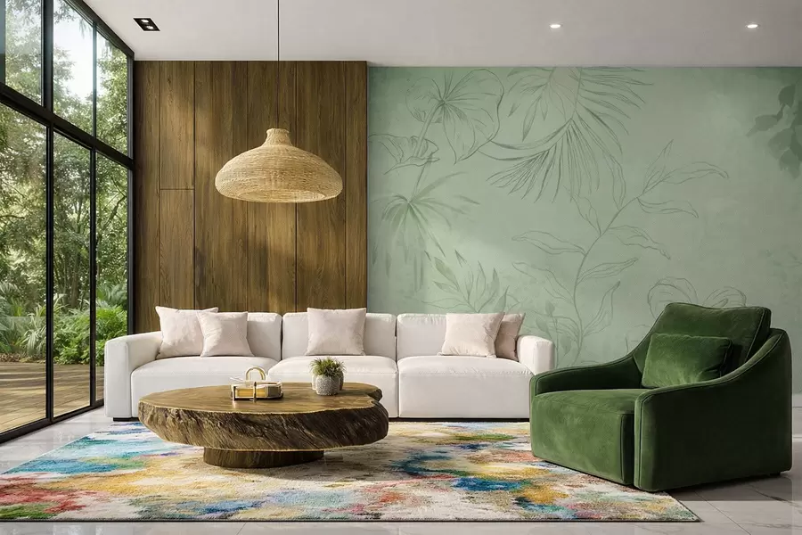 Fototapeta Liniowe rośliny na chłodnym niebieskim tle w05128v2