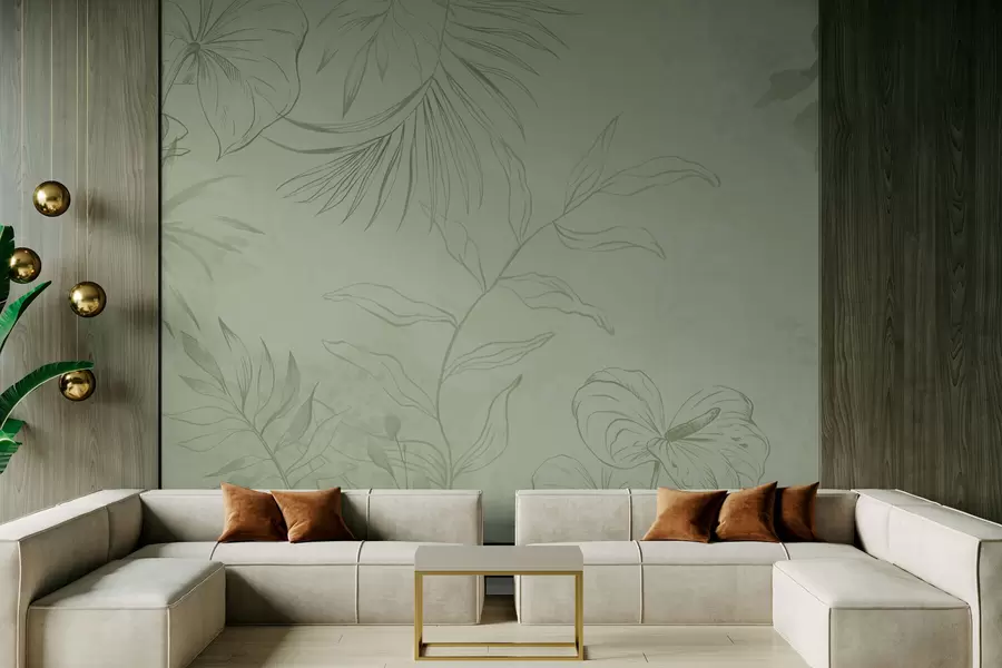 Fototapeta Liniowe rośliny na chłodnym niebieskim tle w05128v2