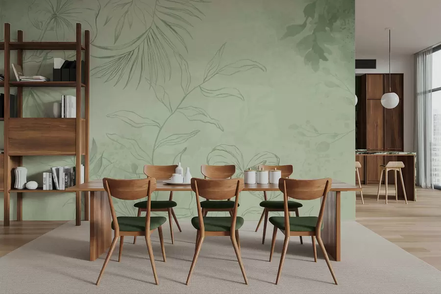 Fototapeta Liniowe rośliny na chłodnym niebieskim tle w05128v2