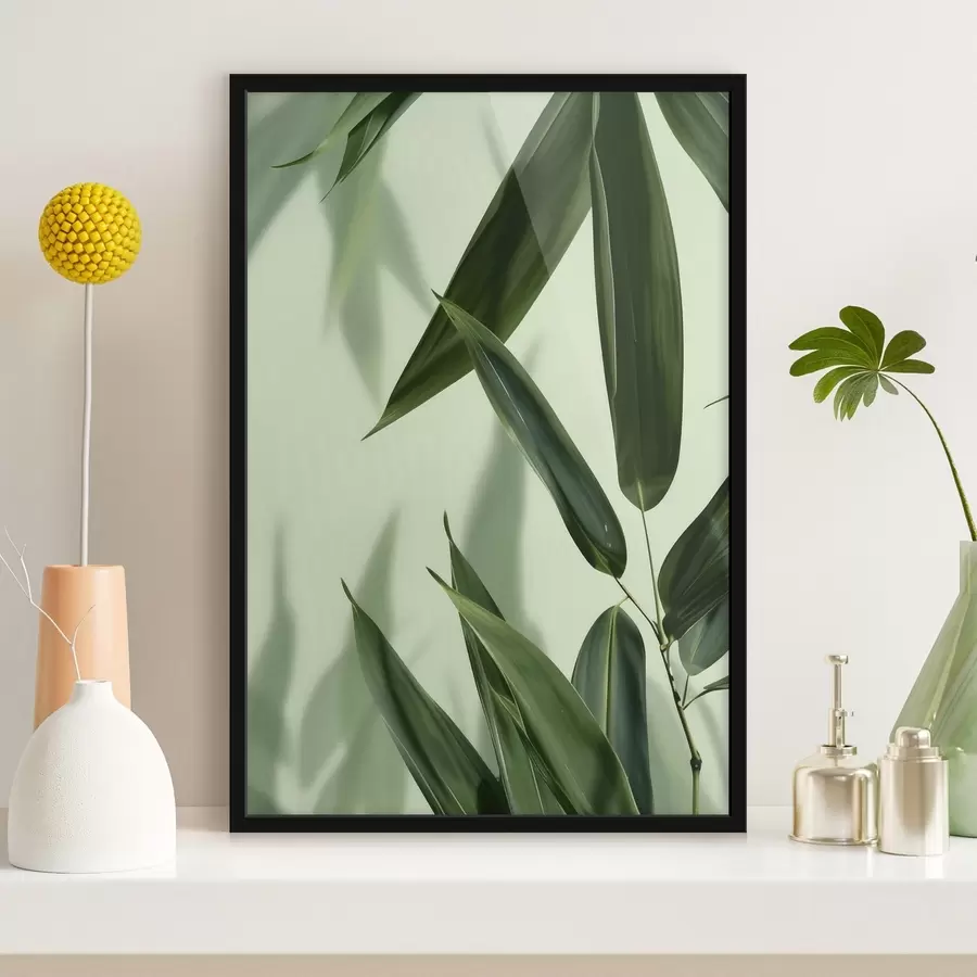 Fototapeta Liście bambusa na jasnym tle f47815