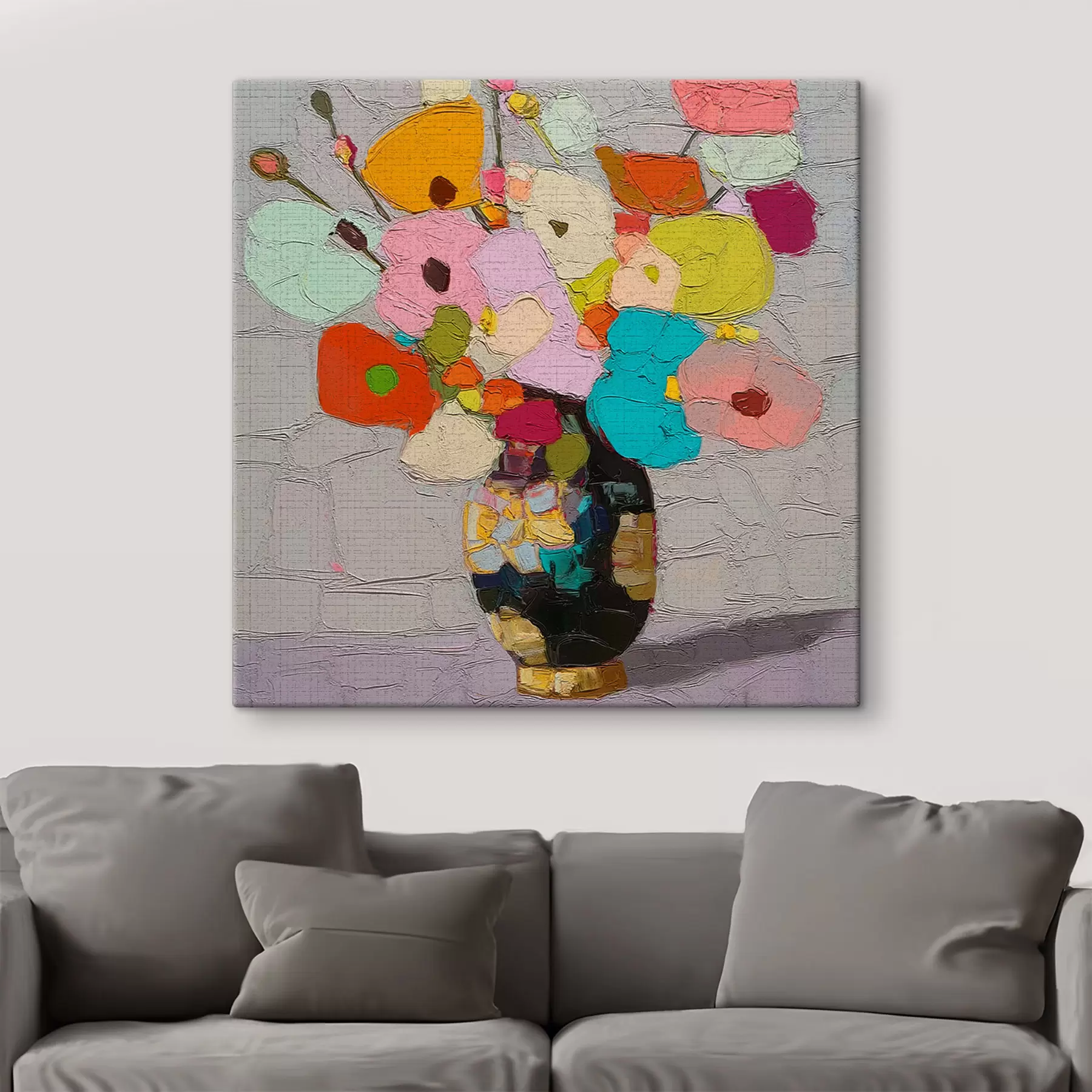 Obraz Kompozycja kwiatowa w wazonie s47827