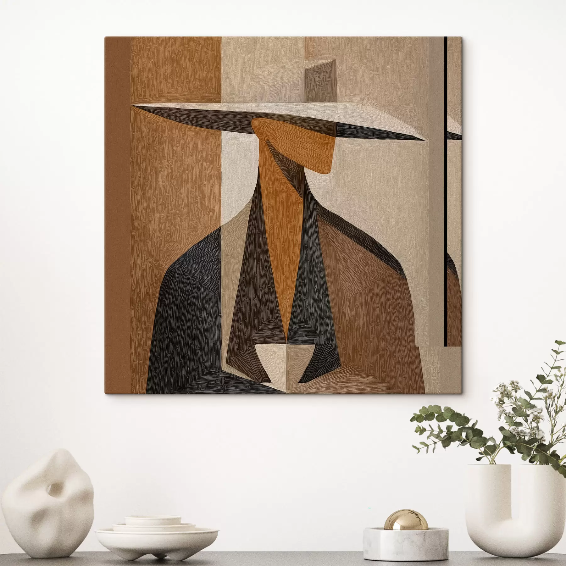 Obraz Abstrakcyjny portret w kapeluszu s47841