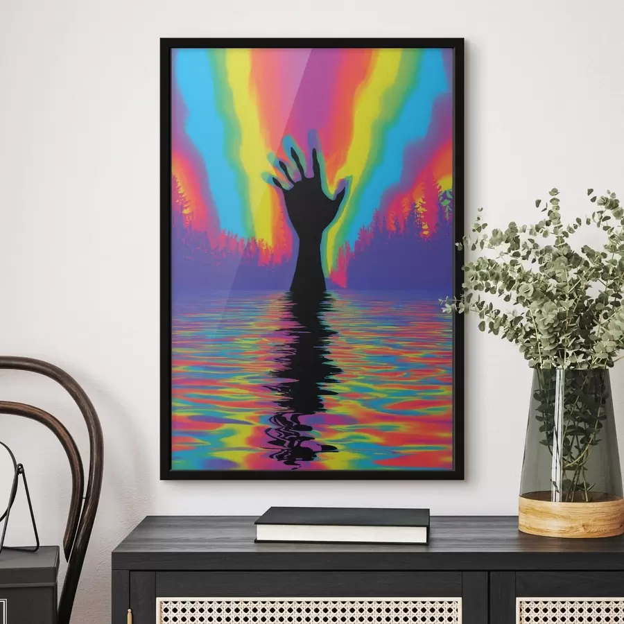 Fototapeta Sylwetka dłoni nad wodą f47903