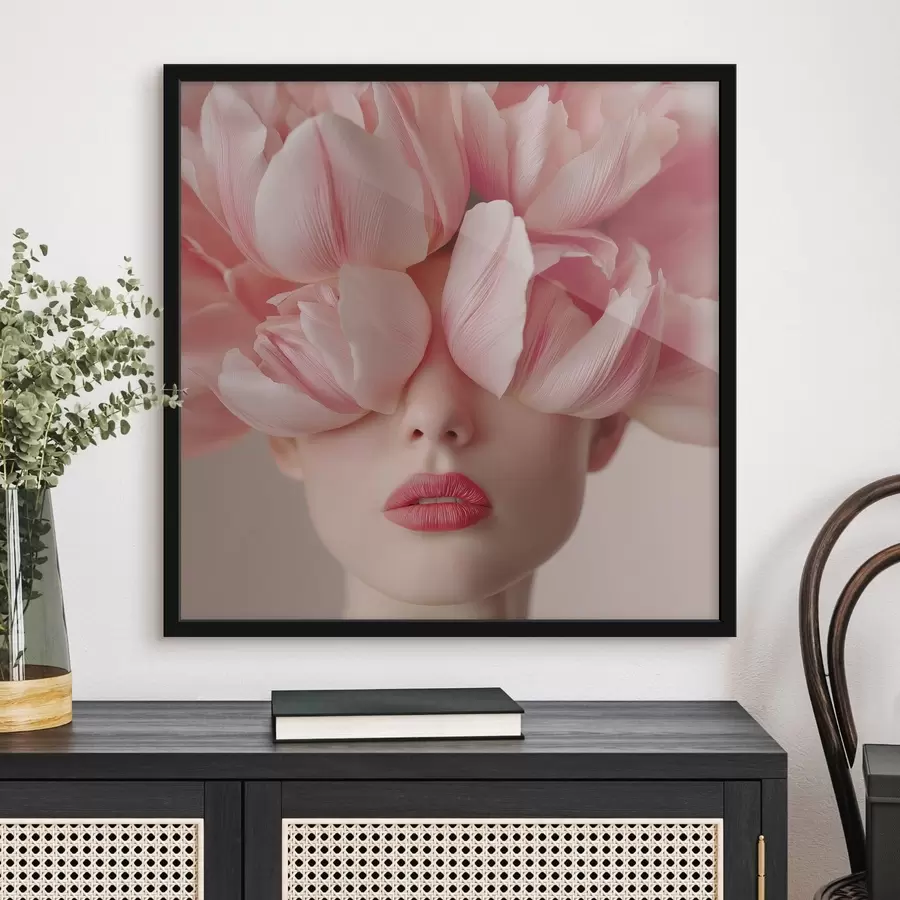 Fototapeta Portret kobiety z różowymi płatkami f47920