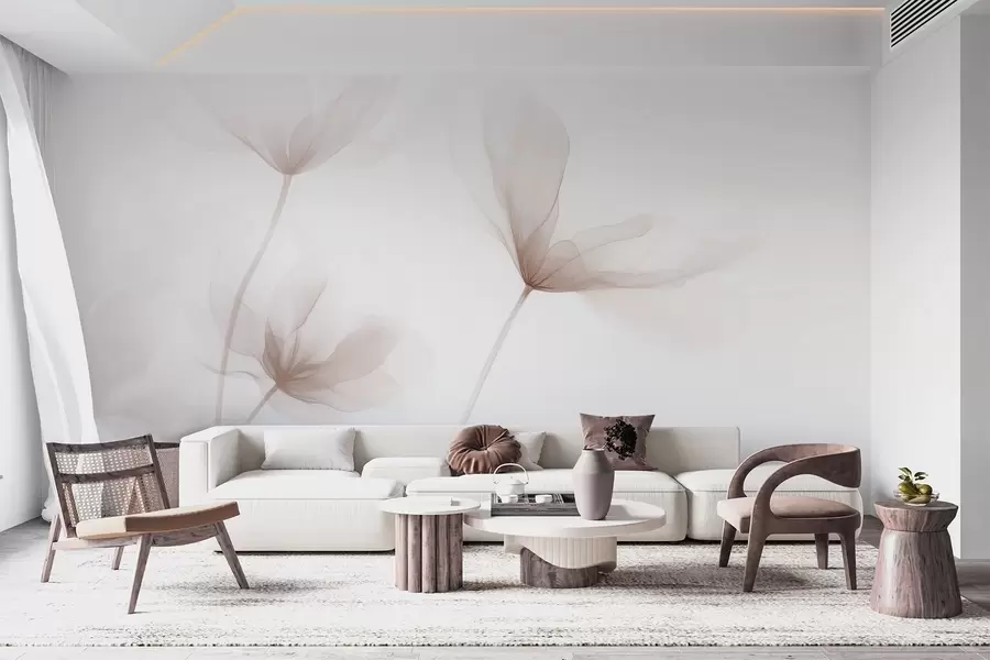 Fototapeta Powietrzne beżowe kwiaty w minimalistycznym, jasnym stylu w09734