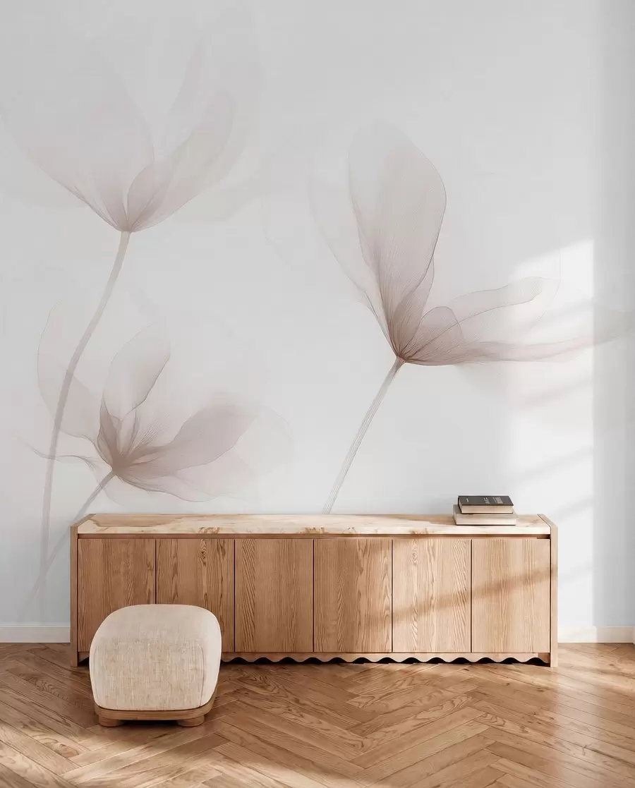Fototapeta Powietrzne beżowe kwiaty w minimalistycznym, jasnym stylu w09734