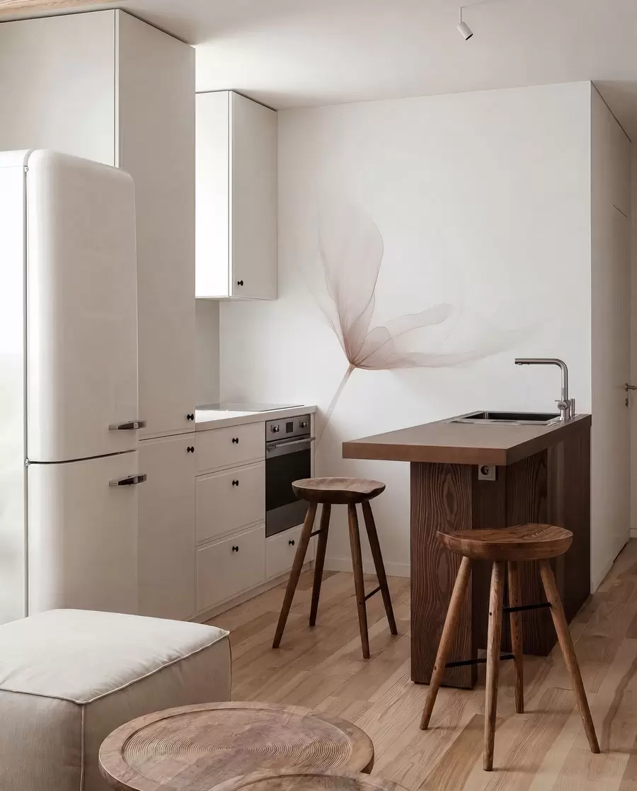 Fototapeta Powietrzne beżowe kwiaty w minimalistycznym, jasnym stylu w09734