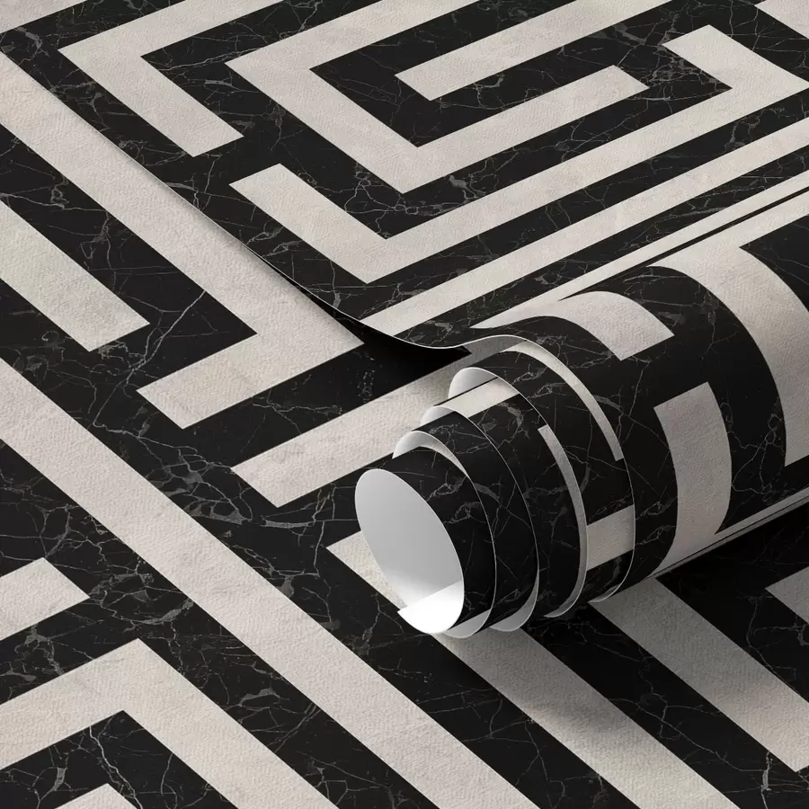 Fototapeta Czarno-biały geometryczny wzór labiryntu a01073