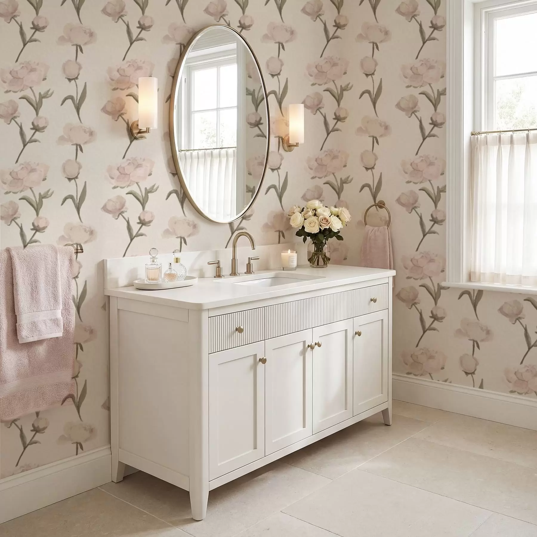 Fototapeta Delikatne różowe piwonie na jasnym tle a01114