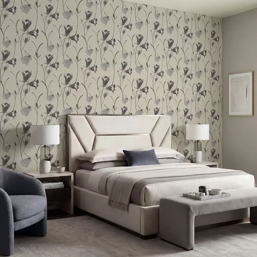 Fototapeta Szare dzwonki na jasnobeżowym tle a01119