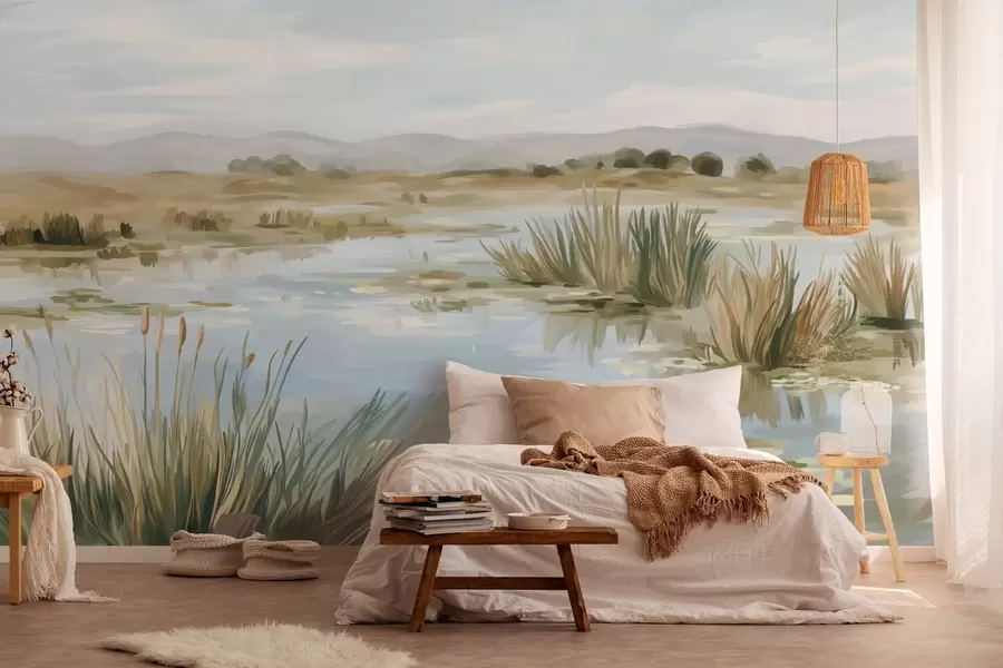 Fototapeta Ciche, spokojne jezioro, malowniczy krajobraz w05214