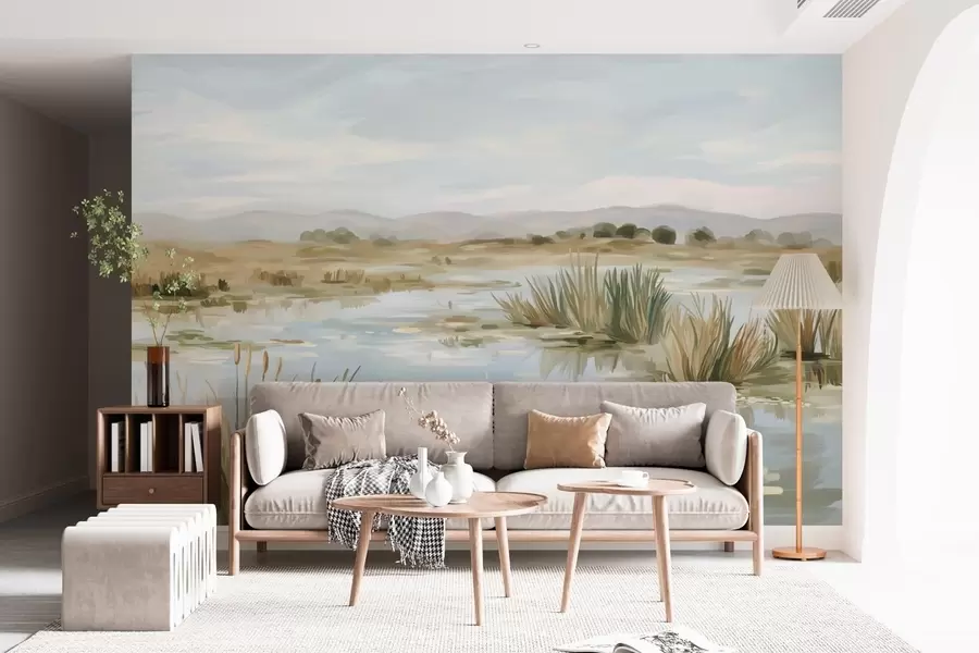 Fototapeta Ciche, spokojne jezioro, malowniczy krajobraz w05214