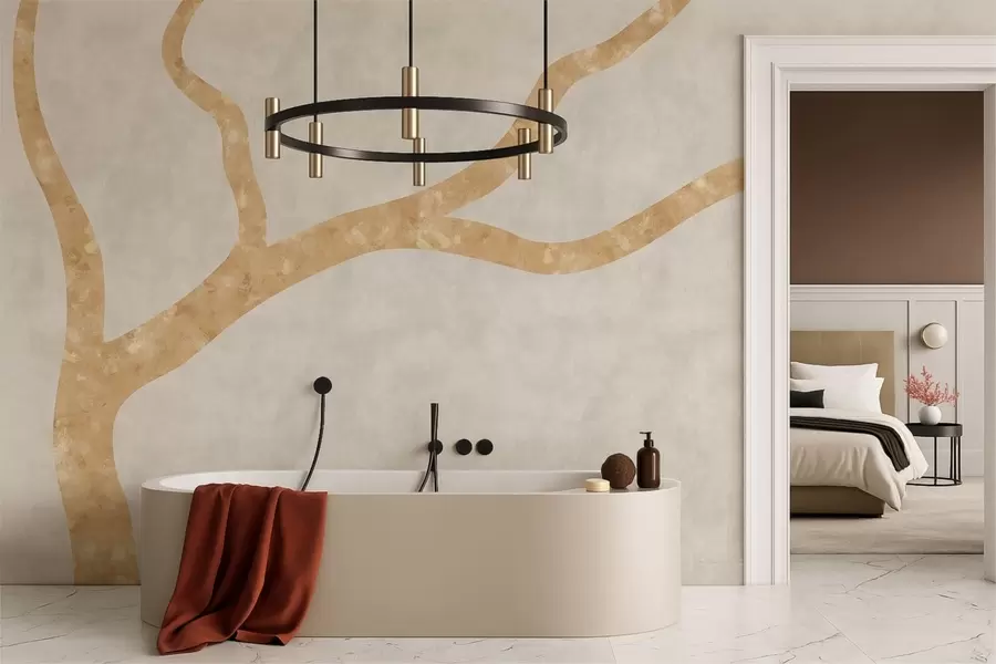 Fototapeta Jasna gałąź na jasnym tle w05144