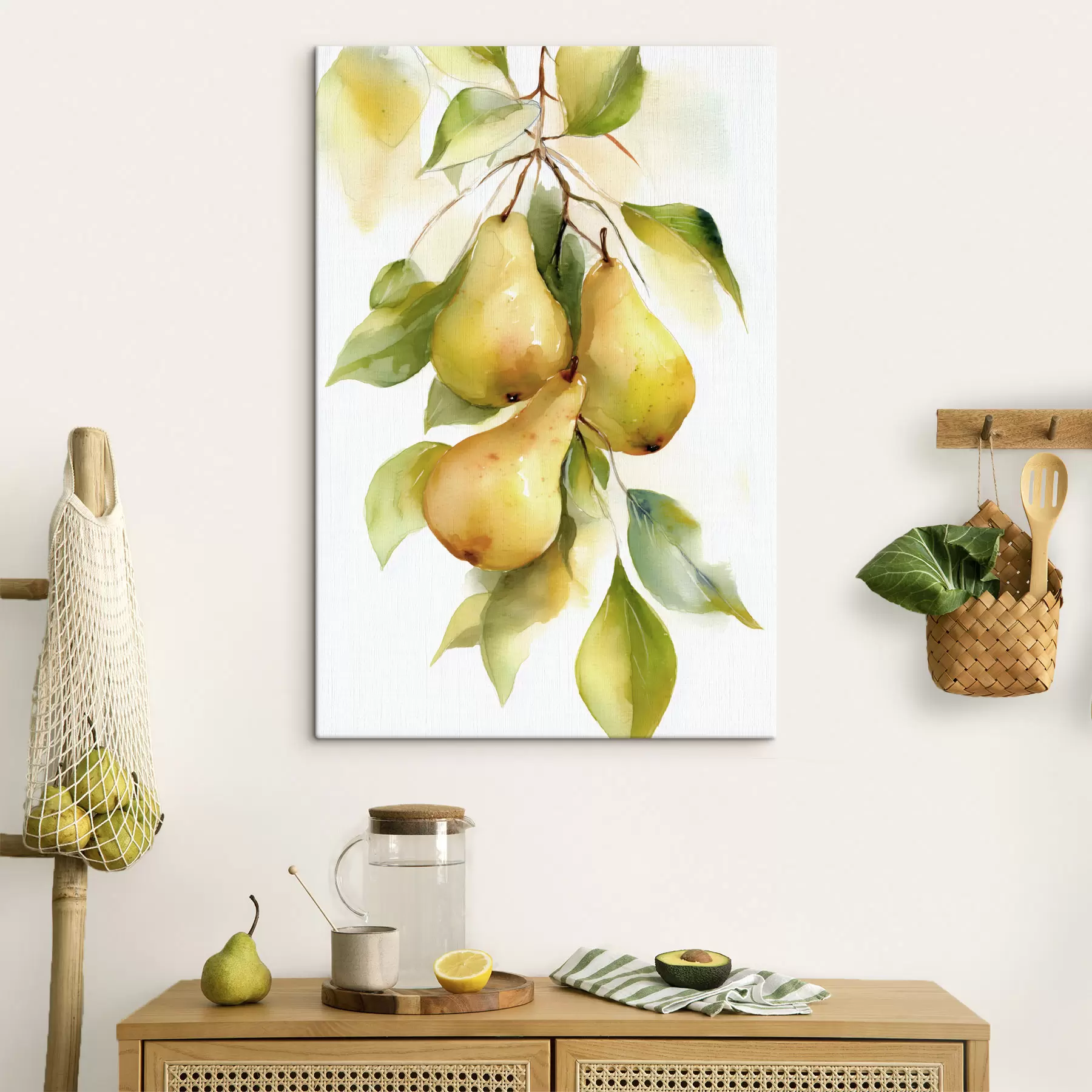 Obraz soczyste żółte gruszki w stylu akwareli s47932