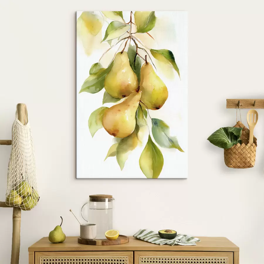 Obraz soczyste żółte gruszki w stylu akwareli s47932