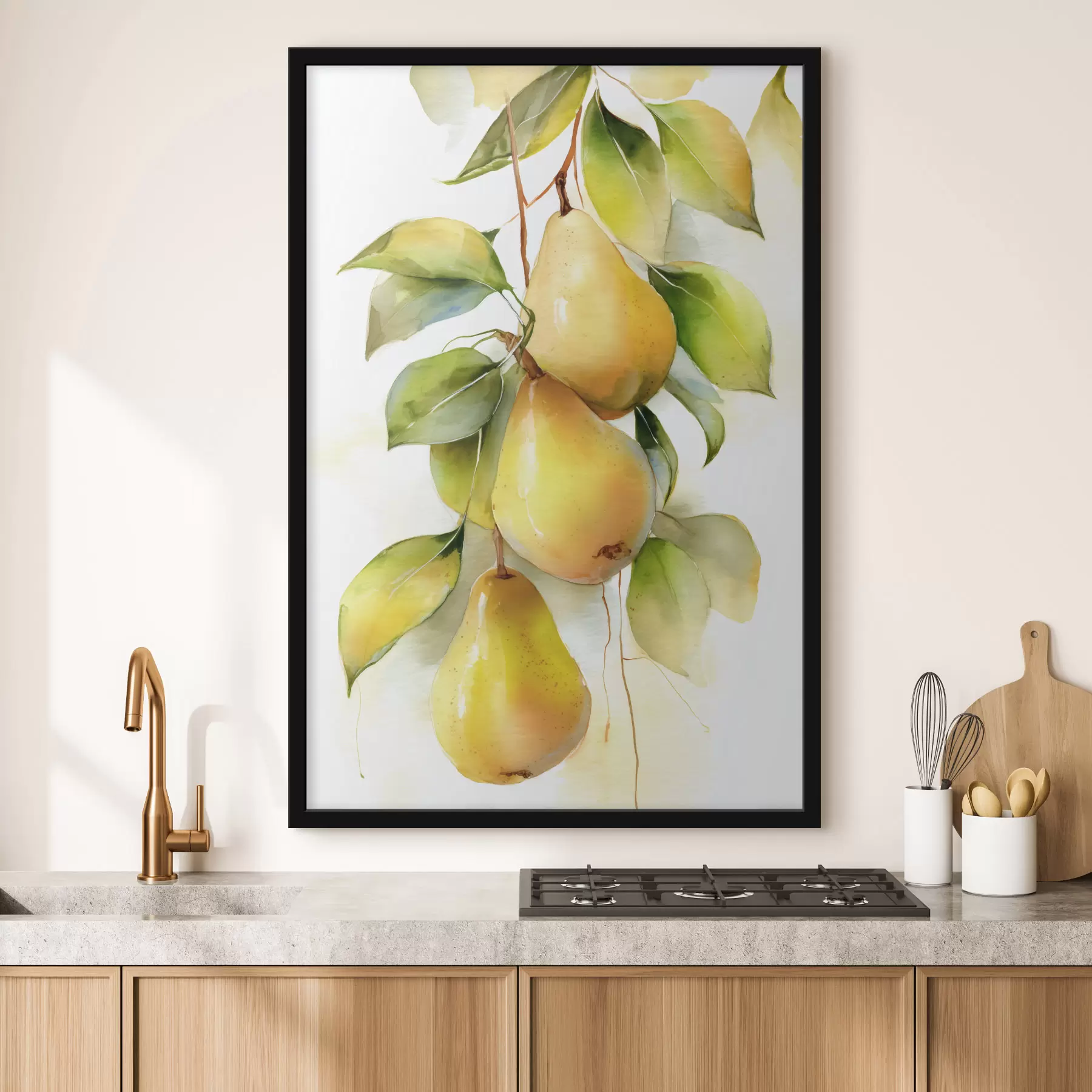 Fototapeta soczyste żółte gruszki w stylu akwareli f47931