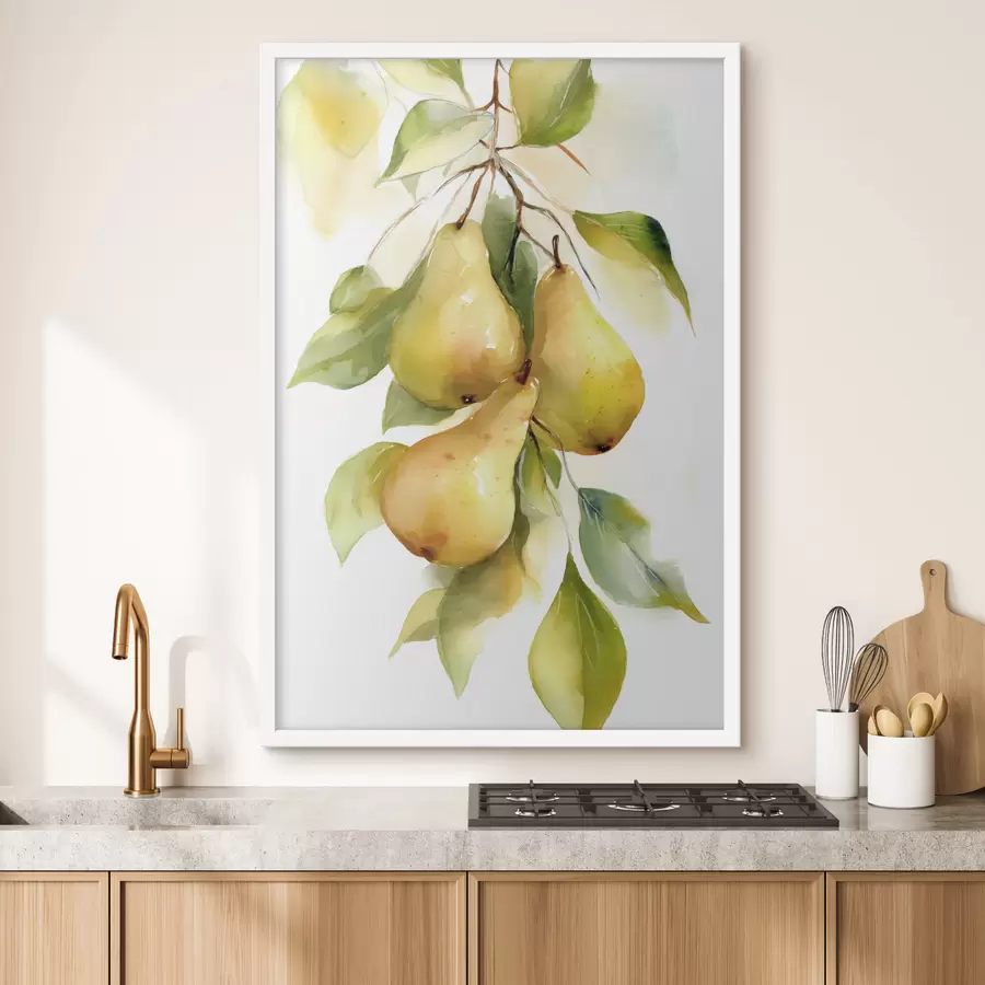 Fototapeta soczyste żółte gruszki w stylu akwareli f47932