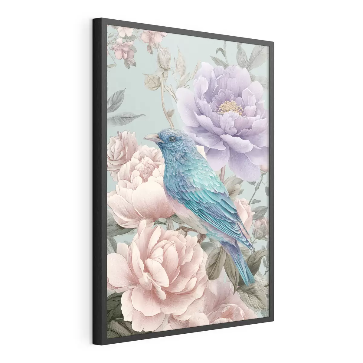 Plakat śpiewające ptaki wśród róż f47944