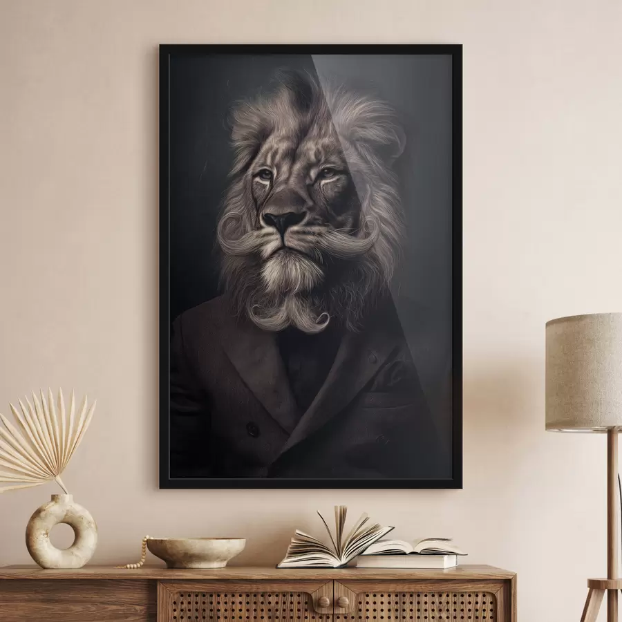 Fototapeta lew z brodą w stylu fryzjera f47947