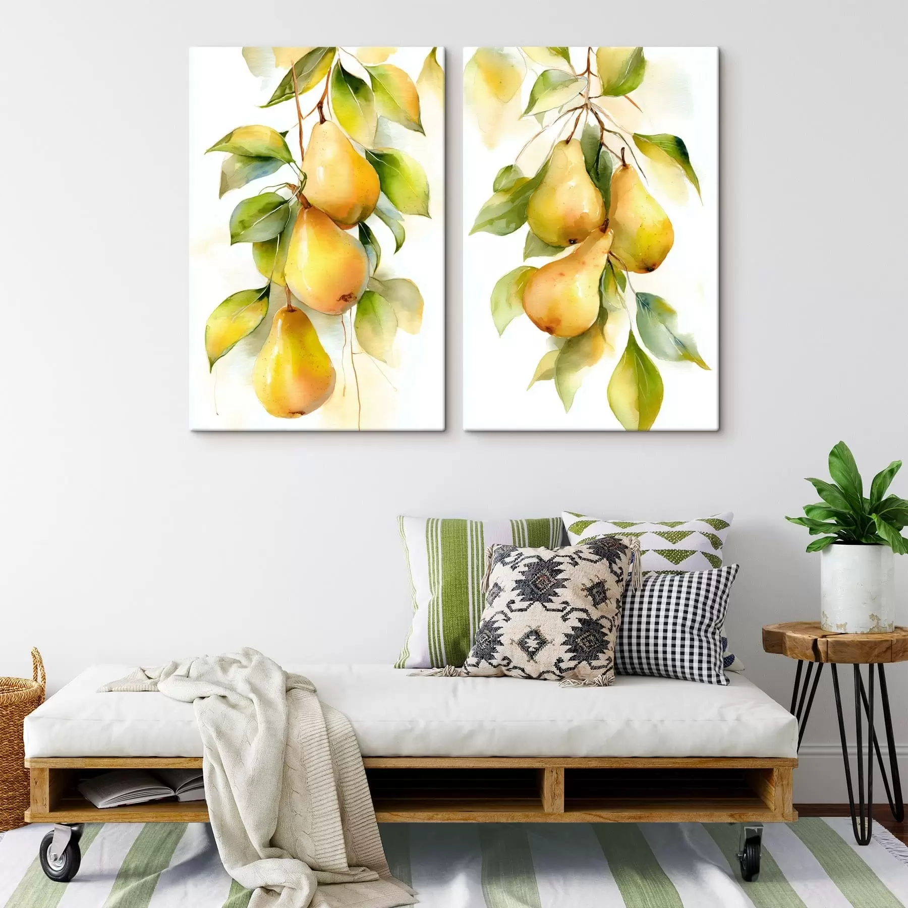 Obraz soczyste żółte gruszki w stylu akwareli m30088