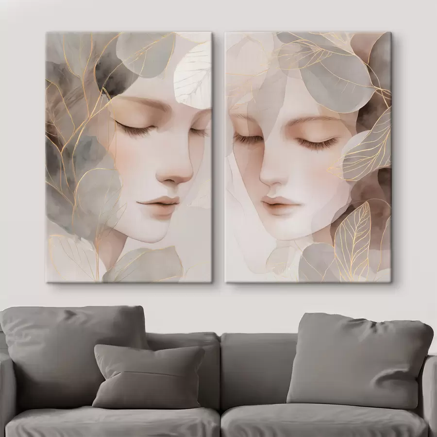 Obraz dziewczyna wśród liści m30091