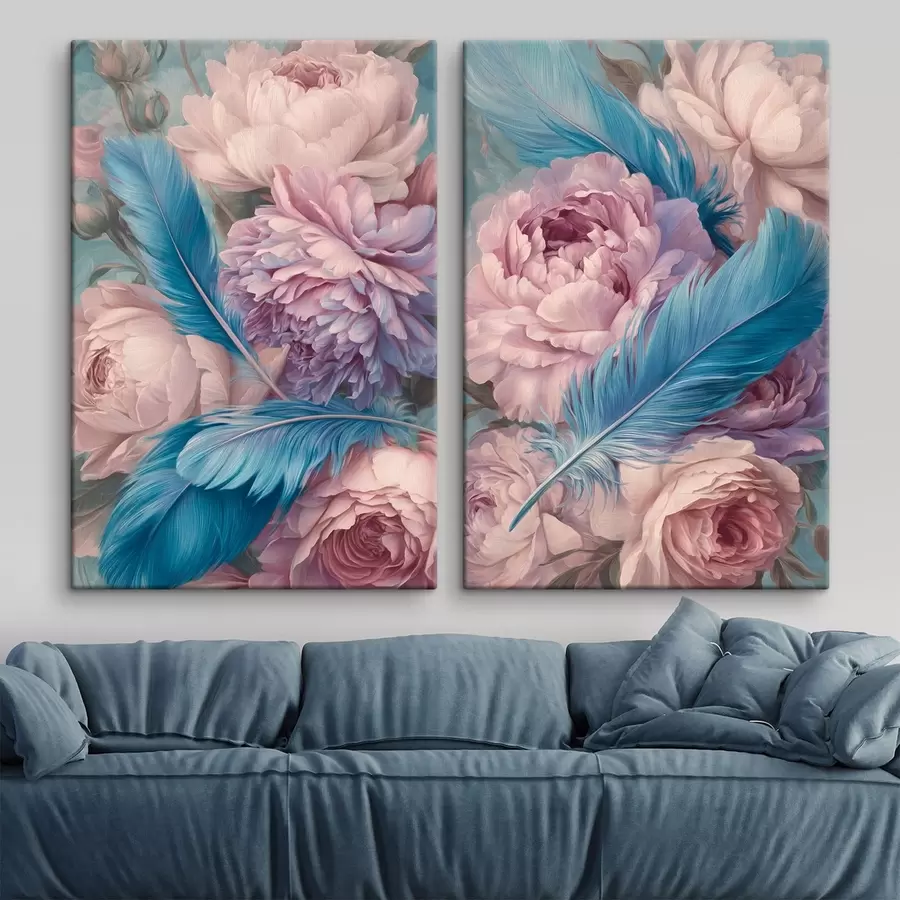 Obraz pióra wśród piwonii m30092