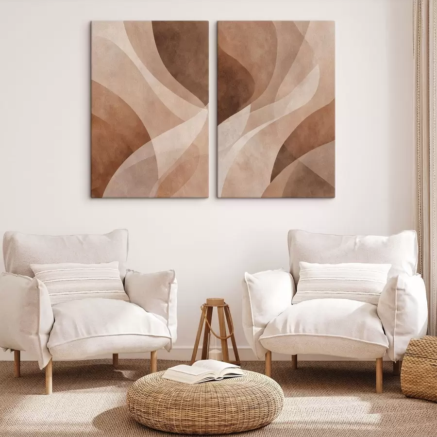 Obraz abstrakcyjne fale w czekoladowych odcieniach m30096