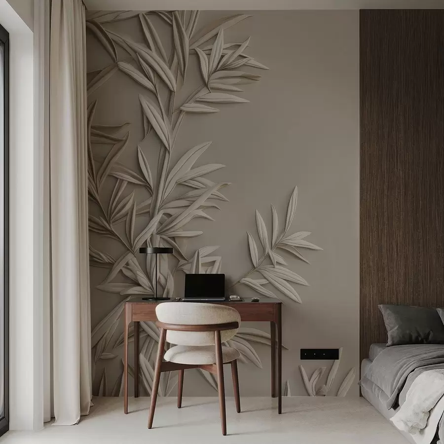 Fototapeta Imitacja płaskorzeźbionych liści w05244