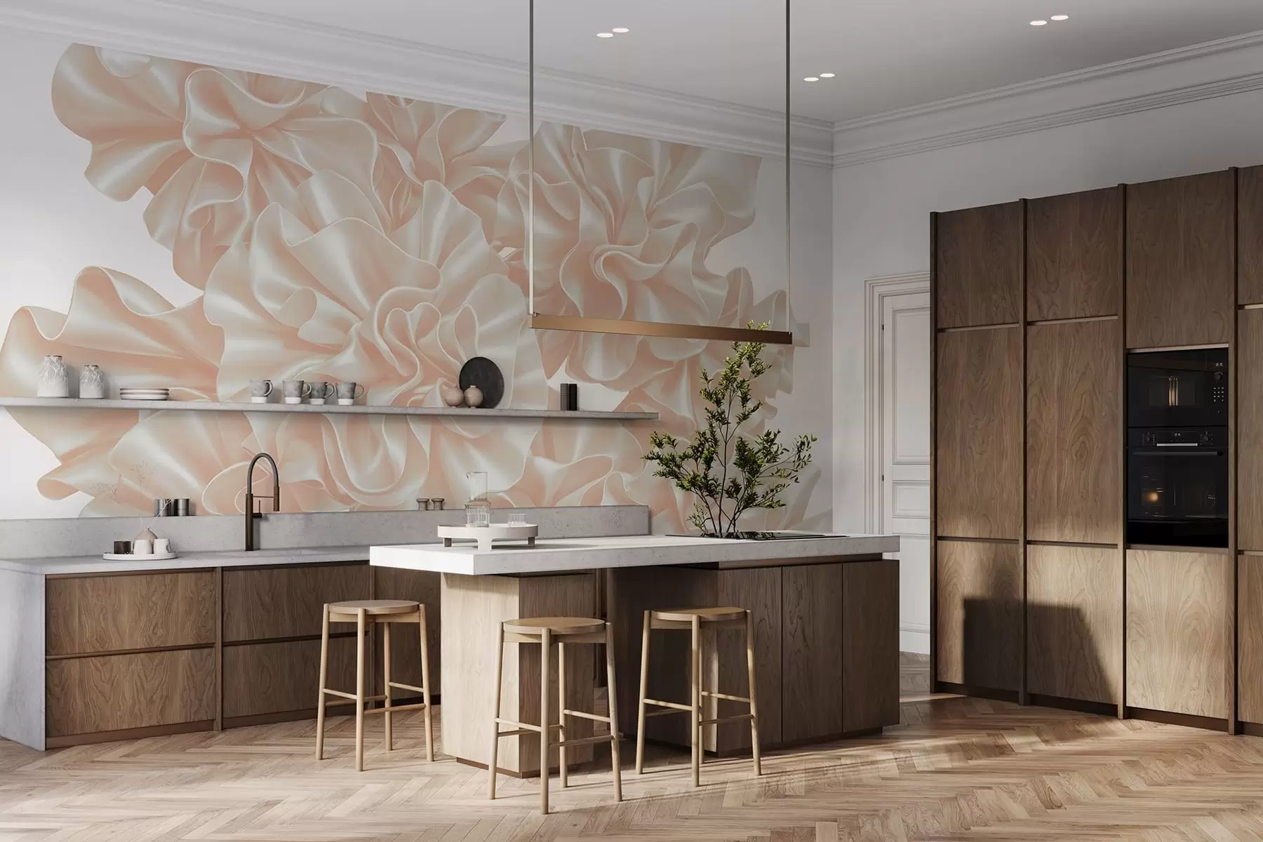 Fototapeta Imitacja kwiatów z wstążek w05252