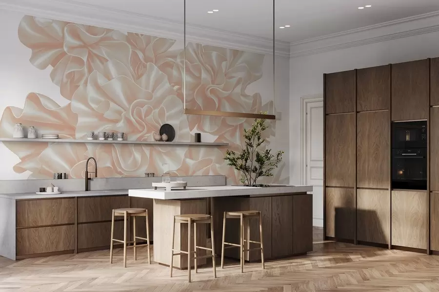 Fototapeta Imitacja kwiatów z wstążek w05252