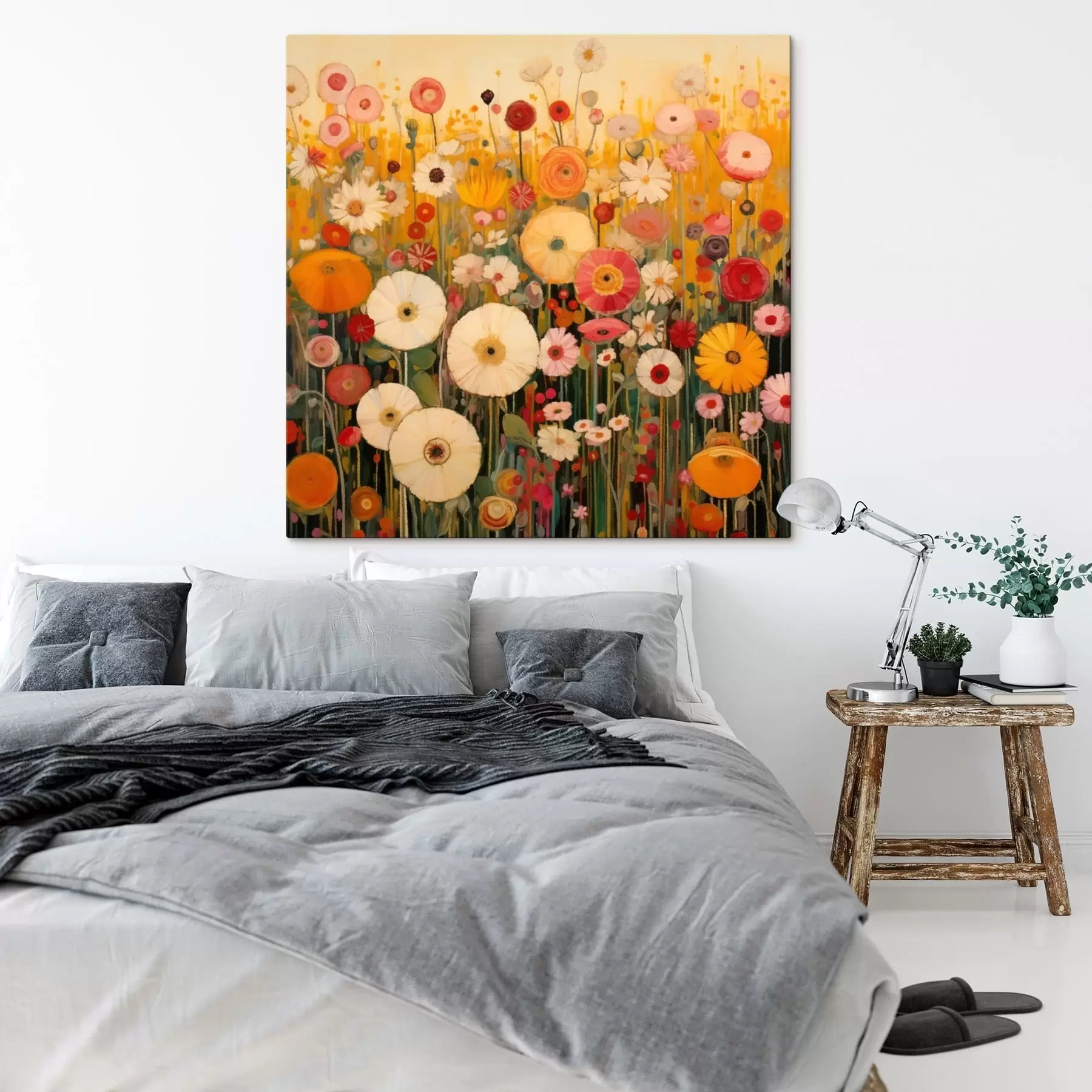 Obraz tętniące życiem pole kwiatów ozdobnych s48112