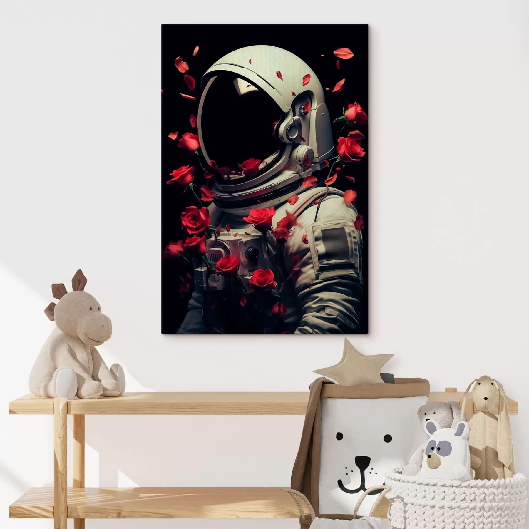 Obraz surrealistyczny portret astronauty w białym skafandrze kosmicznym s48113