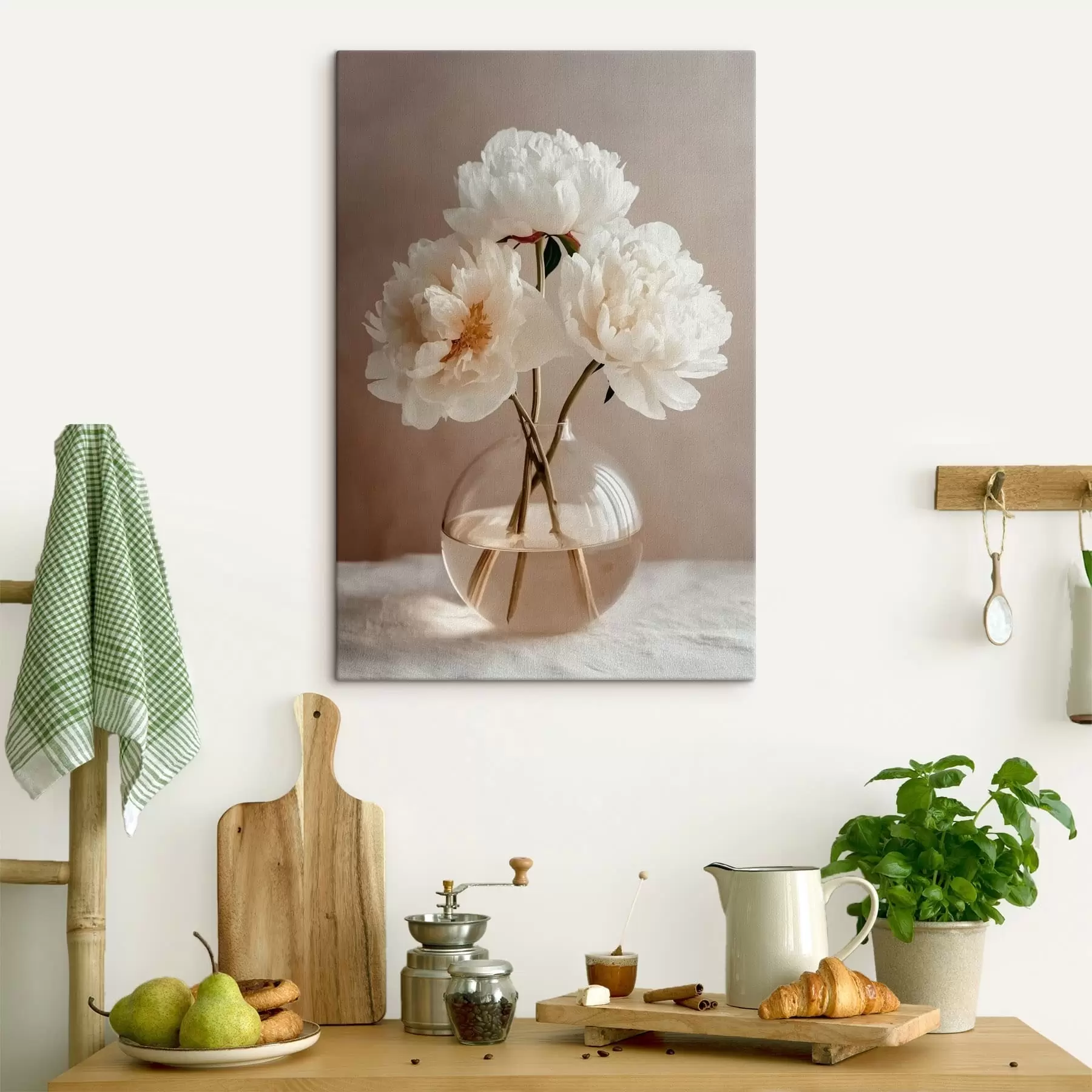 Fototapeta przestronna, minimalistyczna martwa natura z piwoniami s48119