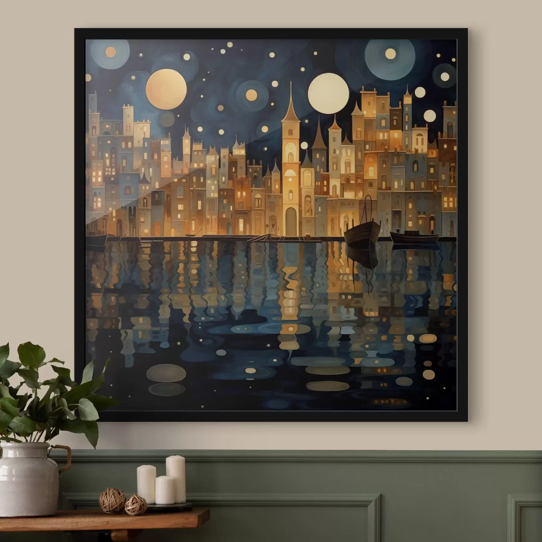 Fototapeta kapryśne nocne miasto nad wodą f48063