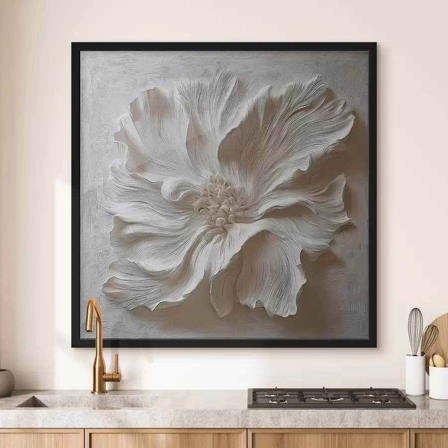 Fototapeta biała rzeźba kwiatowa z gipsu f48065