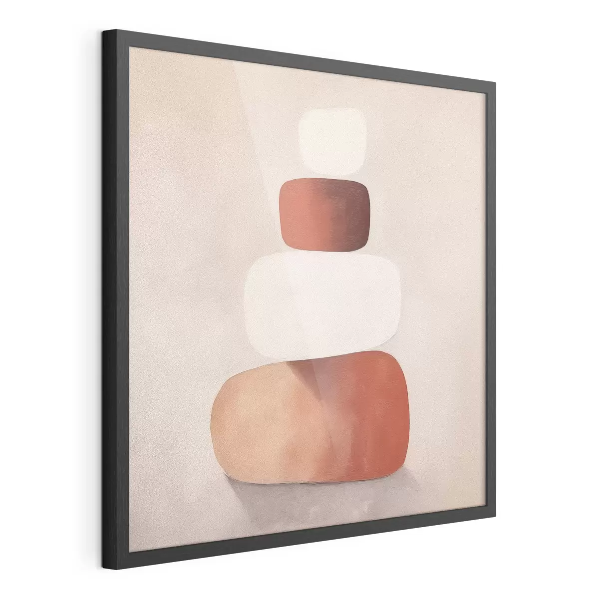 Plakat minimalistyczna kompozycja abstrakcyjnych ułożonych w stosach kształtów f48075
