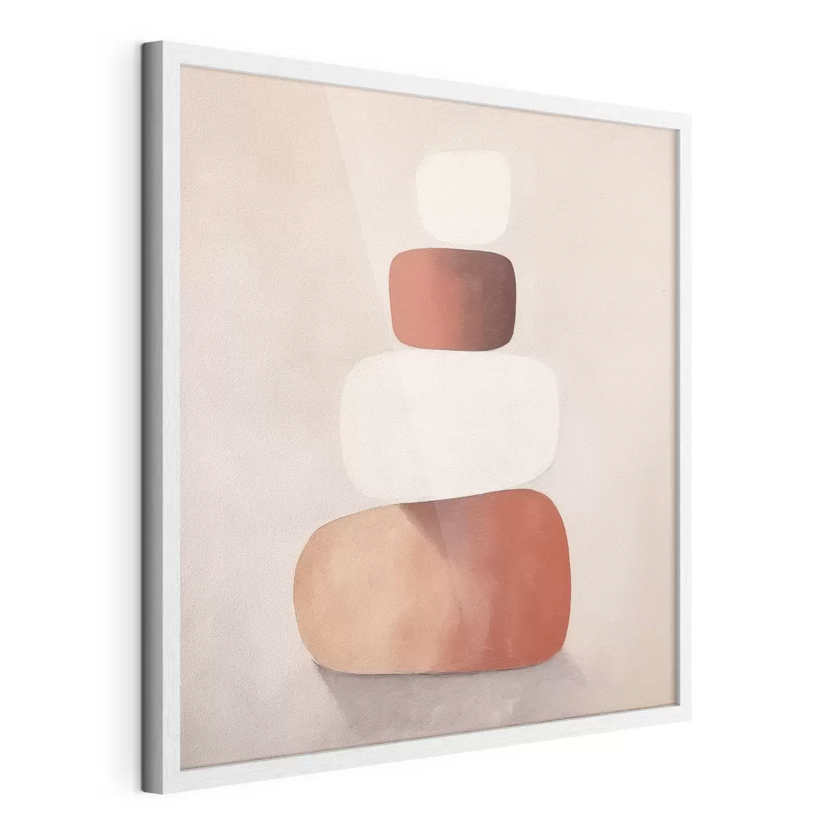 Plakat minimalistyczna kompozycja abstrakcyjnych ułożonych w stosach kształtów f48075