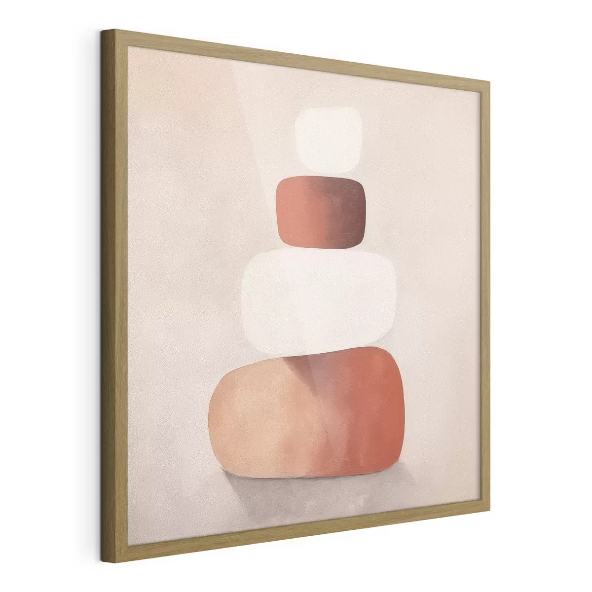 Plakat minimalistyczna kompozycja abstrakcyjnych ułożonych w stosach kształtów f48075