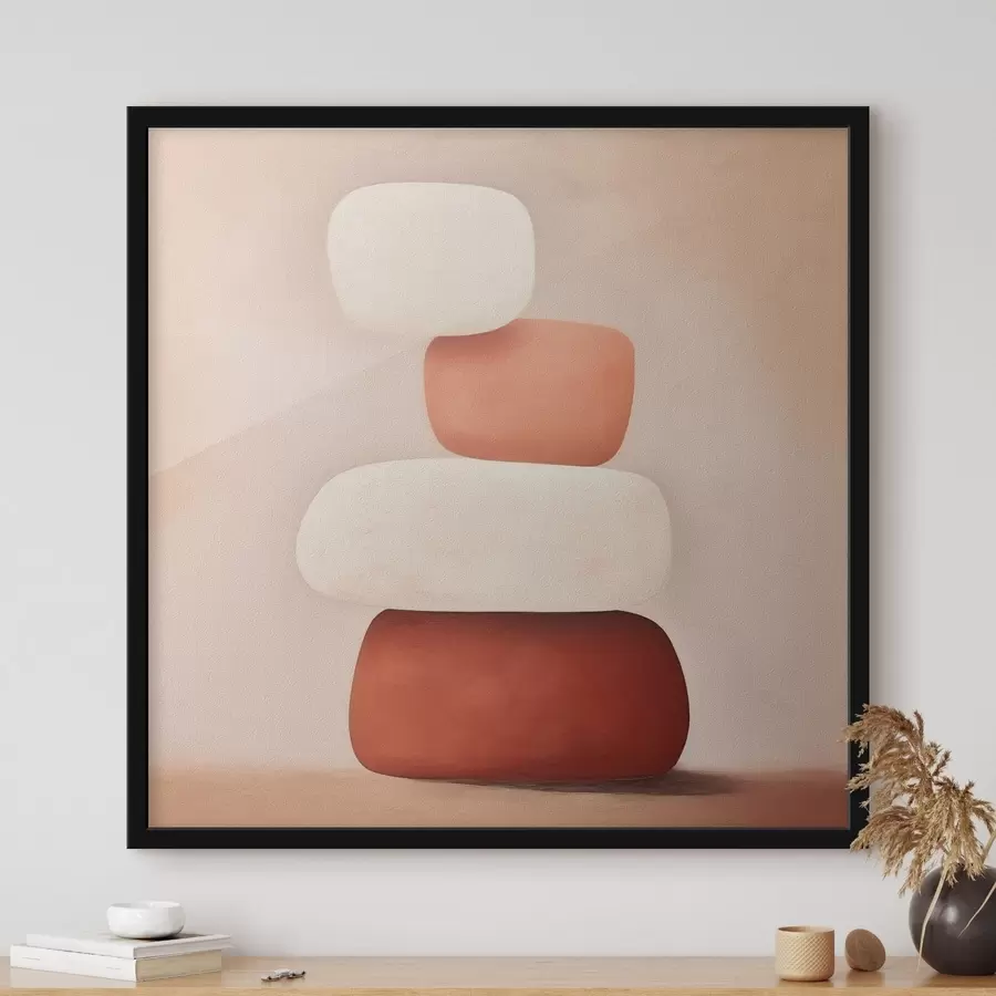 Fototapeta minimalistyczna kompozycja abstrakcyjnych ułożonych w stosach kształtów f48076