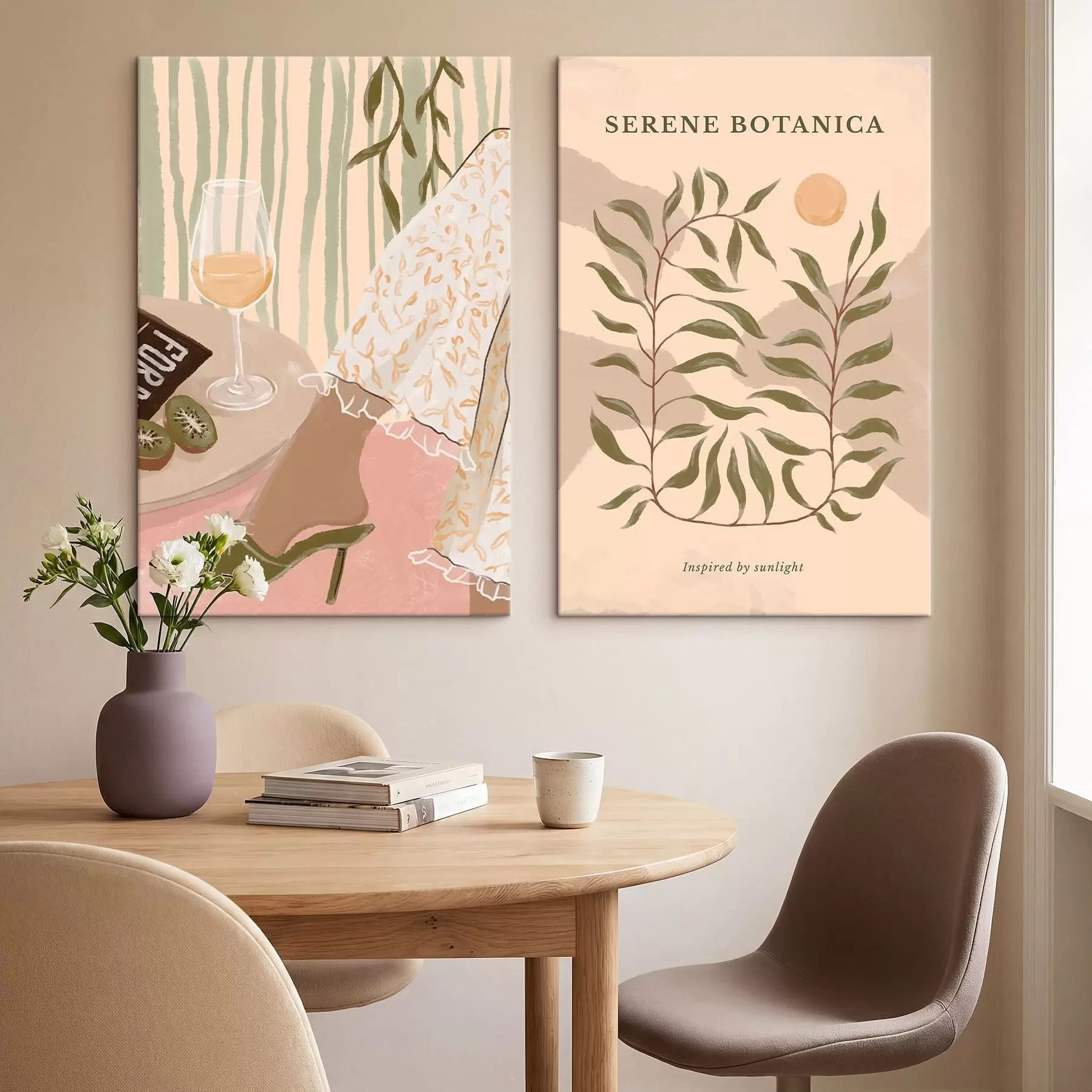 Obraz Kieliszek do wina i plakat botaniczny w pobliżu m30106