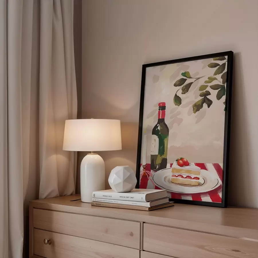 Fototapeta Martwa natura z winem, świecą i ciastem f48024