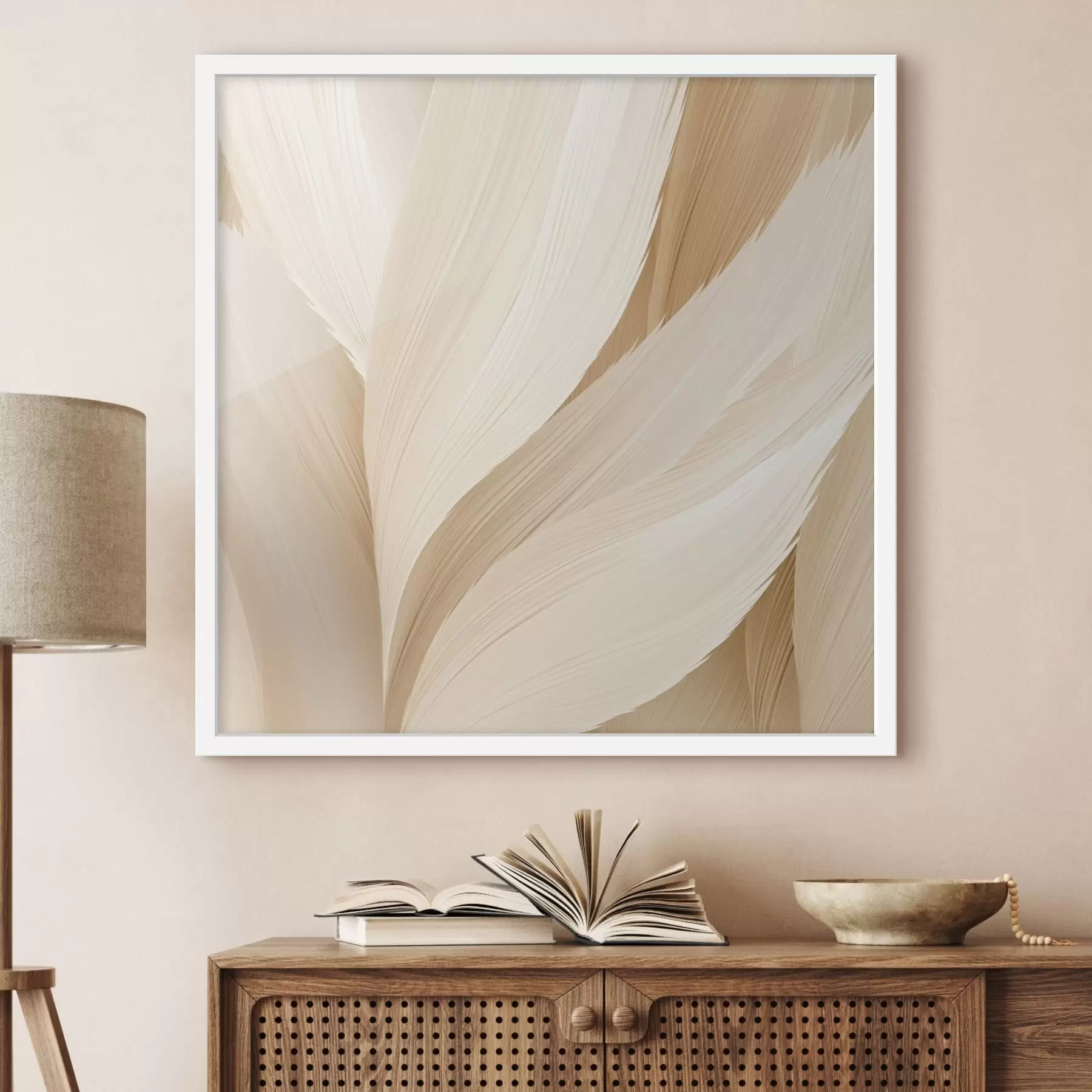 Fototapeta Lekkie, przypominające pióra formy w odcieniach beżu f48096