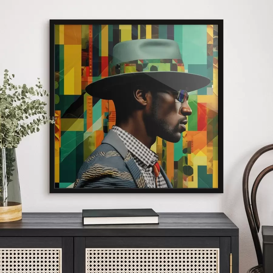 Fototapeta Portret mężczyzny w kapeluszu na żywym tle f48100