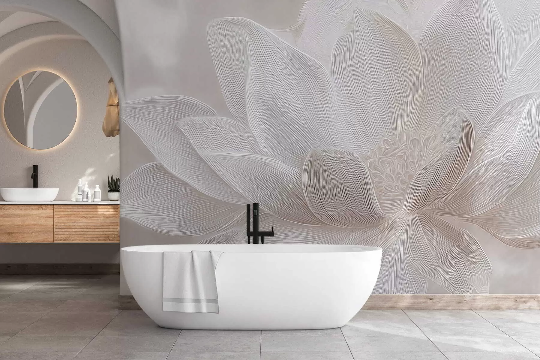 Fototapeta Abstrakcyjne płynące fale w jasnych beżowych odcieniach w05266