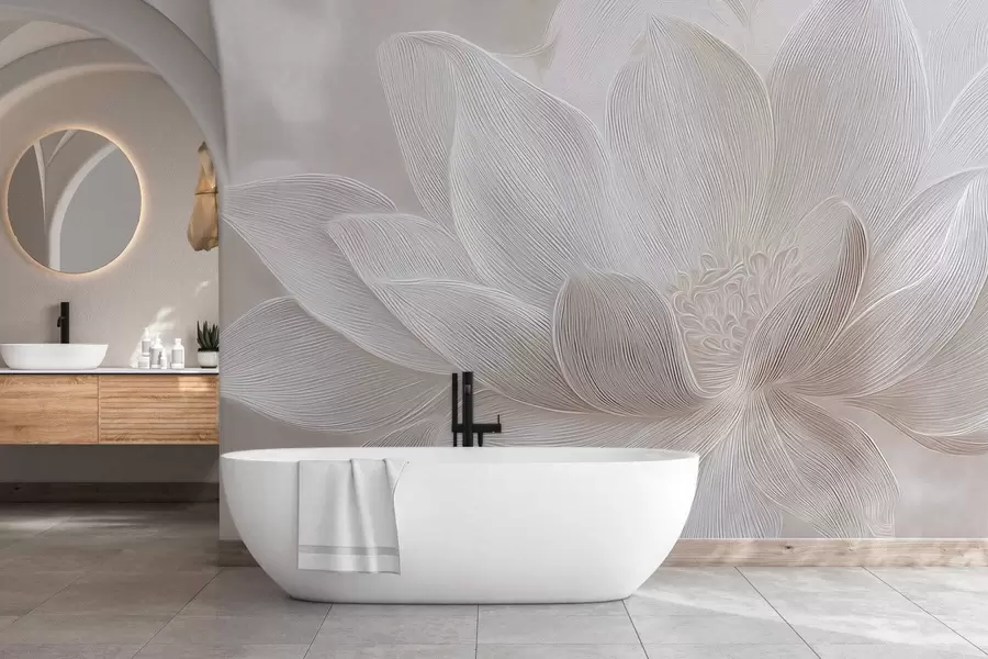 Fototapeta Abstrakcyjne płynące fale w jasnych beżowych odcieniach w05266