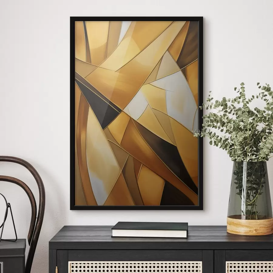 Fototapeta Abstrakcyjne geometryczne kształty w odcieniach pomarańczowego, brązowego i białego z cienkimi konturami na teksturowanym tle. f47863