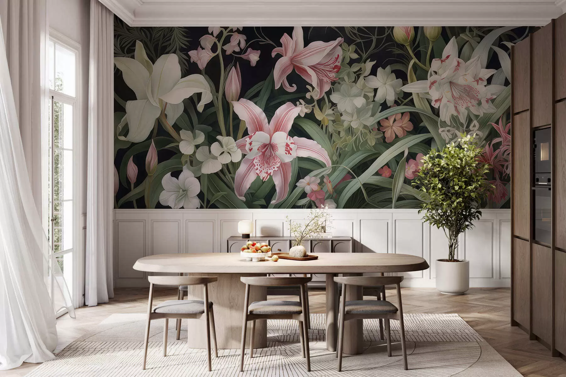 Fototapeta Fantastyczne kwiaty na ciemnym tle w05278