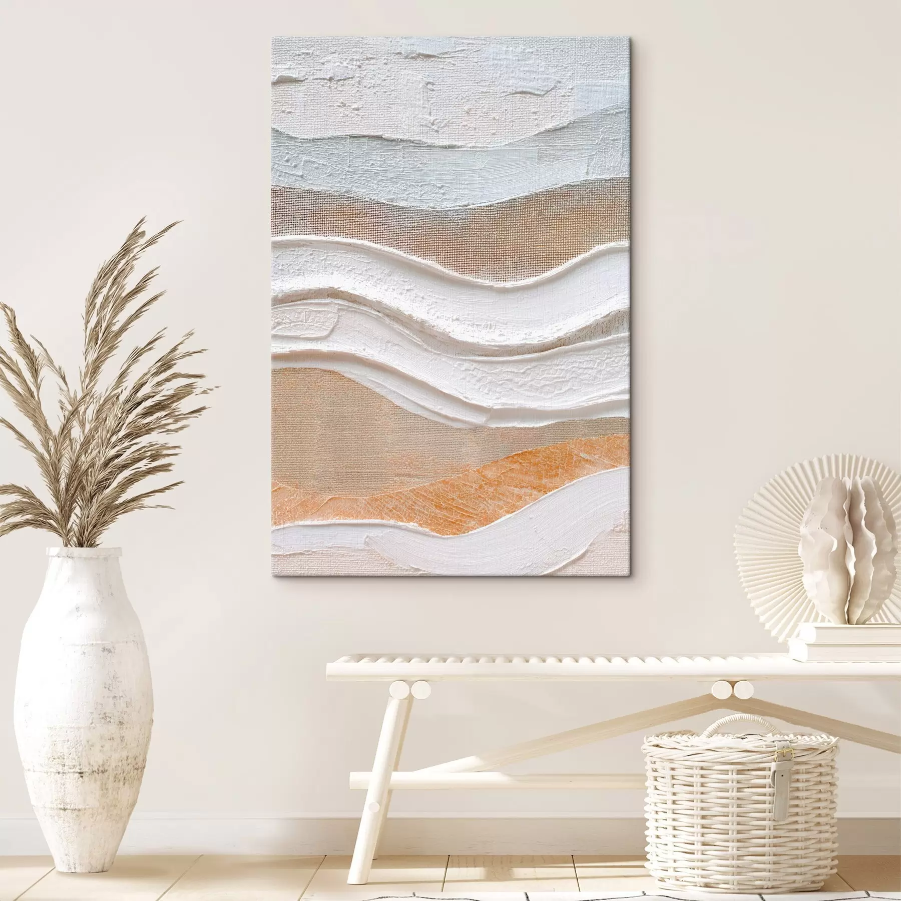 Obraz Teksturowana kompozycja z odważnymi pociągnięciami pędzla w minimalistycznym stylu s47965