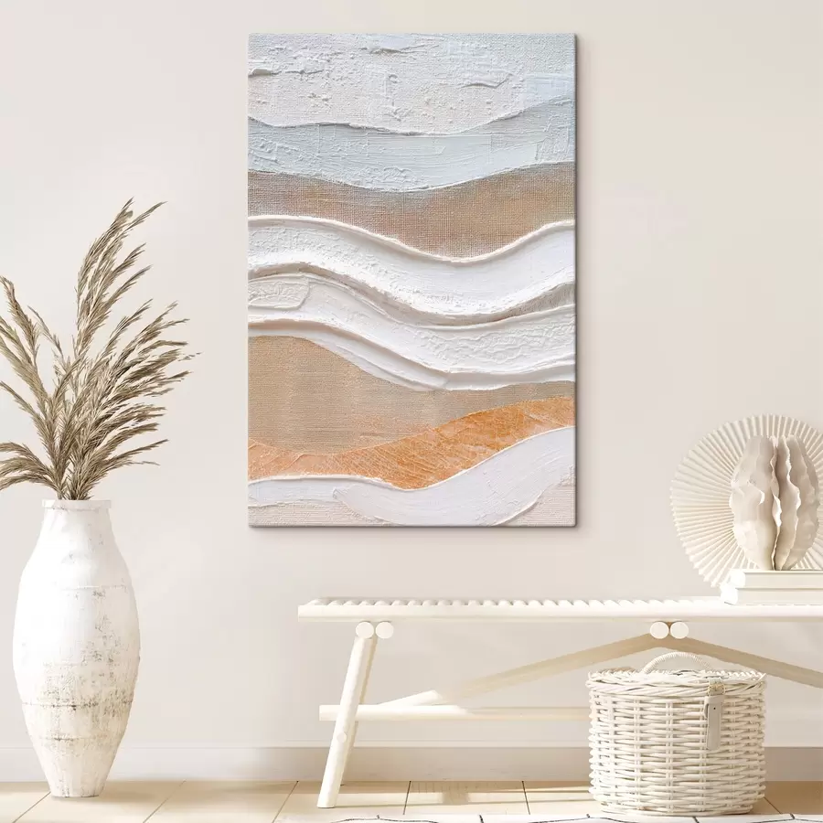 Obraz Teksturowana kompozycja z odważnymi pociągnięciami pędzla w minimalistycznym stylu s47965